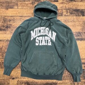 Michigan State Spartans Steve Barrys Hooded Sweatshirt Green Hoodie Large